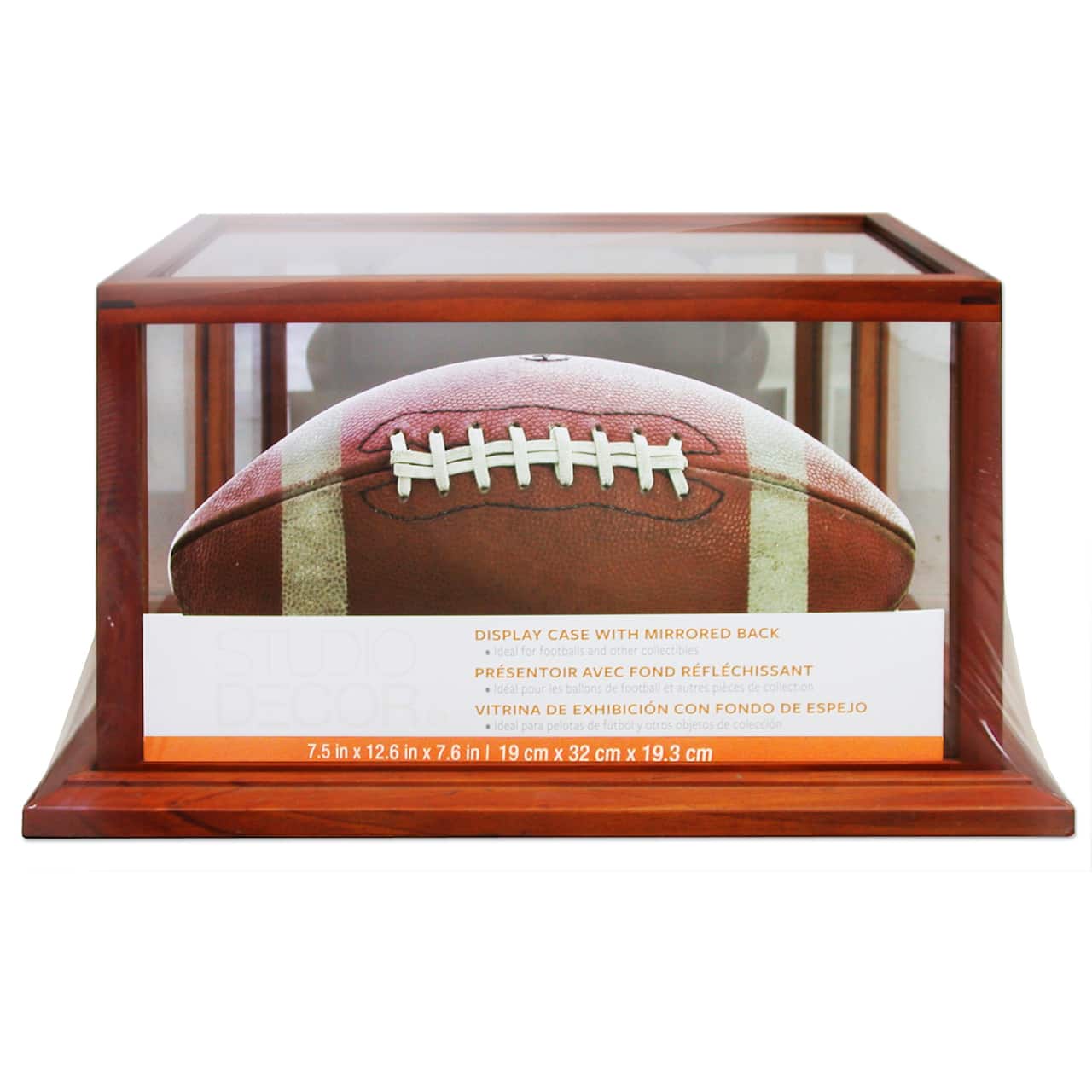 Brown Football Display Case With Mirror Back by Studio Décor®